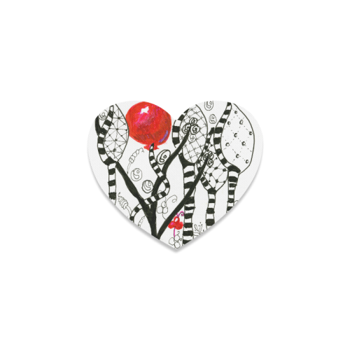 Red Balloon Zendoodle in Fanciful Forest Garden Heart Coaster