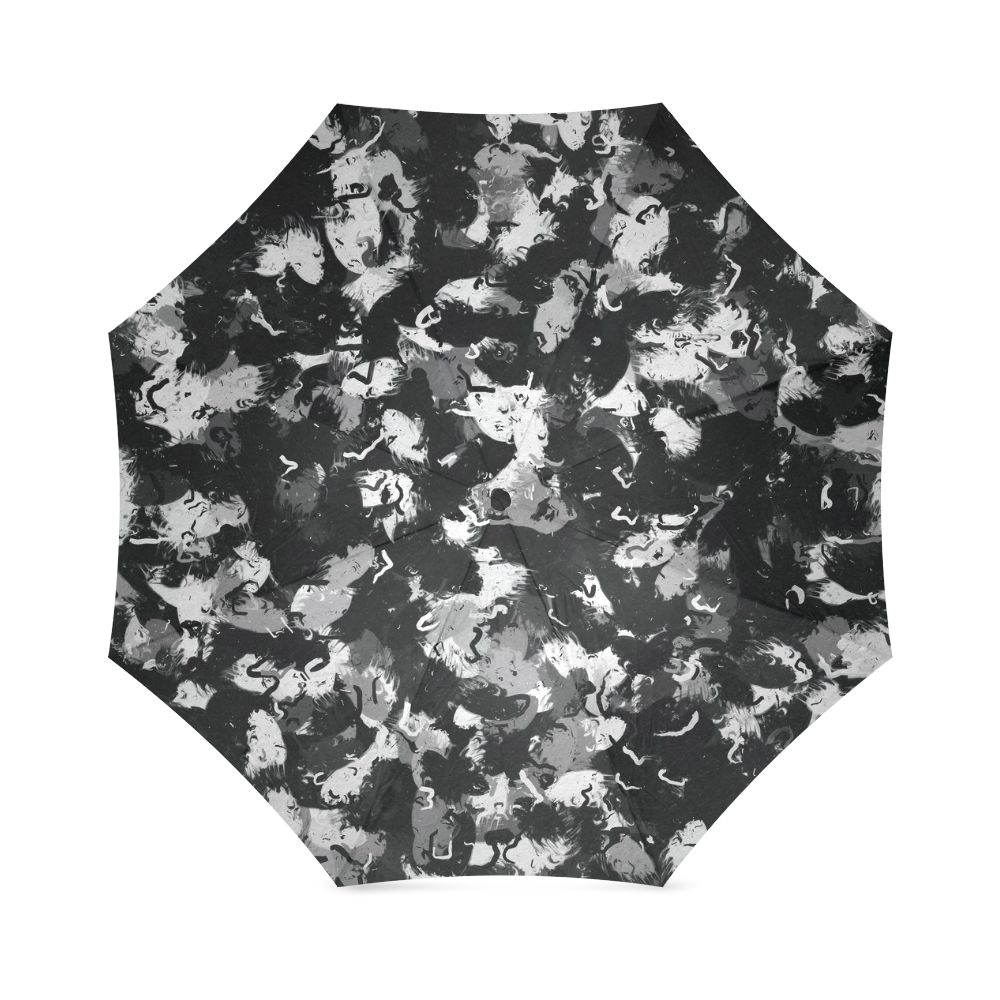 Shades of Gray and Black Oils Foldable Umbrella (Model U01)