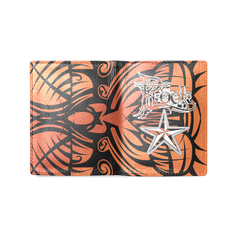 Rock Star Orange Tribal Leather Wallet Men's Leather Wallet (Model 1612)