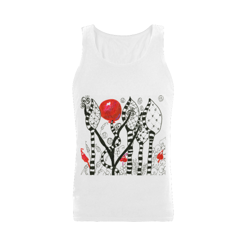 Red Balloon Zendoodle in Fanciful Forest Garden Plus-size Men's Shoulder-Free Tank Top (Model T33)