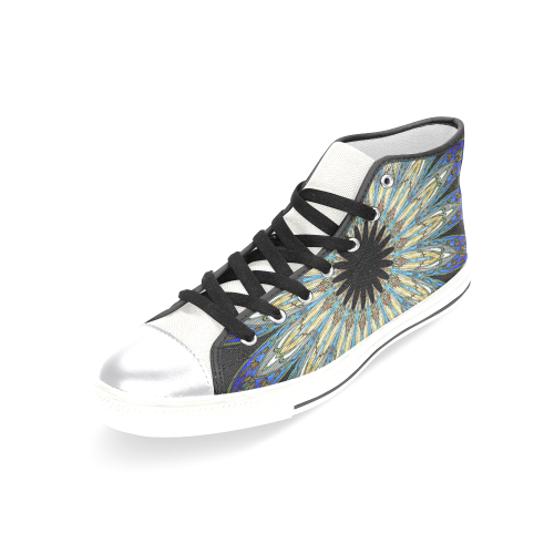 Stained Glass Kaleidoscope Mandala Abstract 8 Women's Classic High Top Canvas Shoes (Model 017)