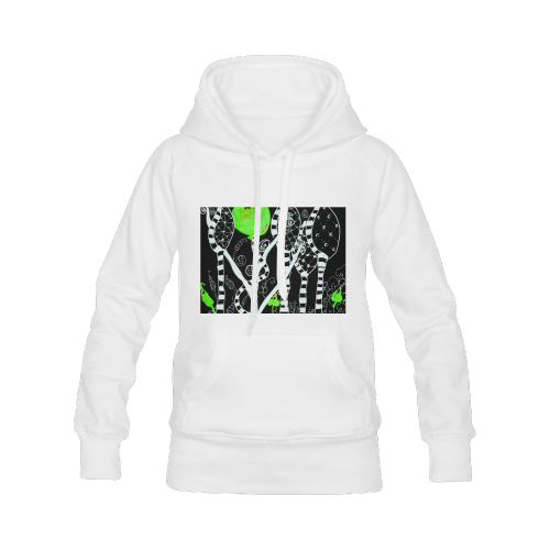 Green Balloon Zendoodle in Night Forest Garden Women's Classic Hoodies (Model H07)