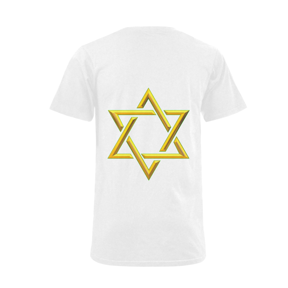 Judaism Symbols Golden Jewish Star of David Men's V-Neck T-shirt  Big Size(USA Size) (Model T10)