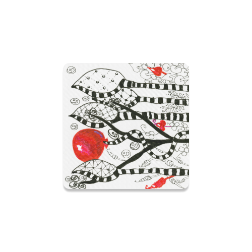 Red Balloon Zendoodle in Fanciful Forest Garden Square Coaster