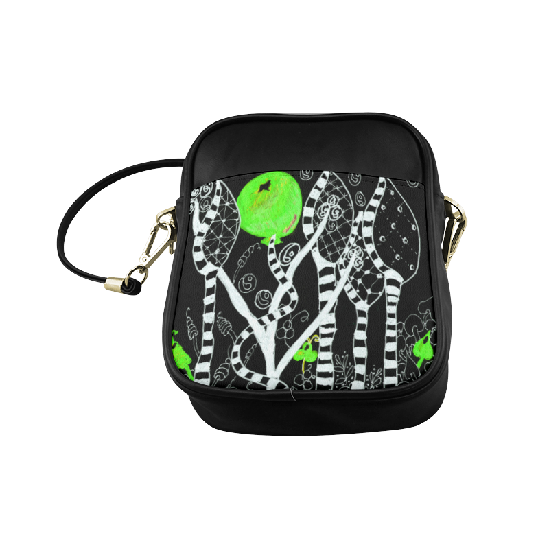 Green Balloon Zendoodle in Night Forest Garden Sling Bag (Model 1627)