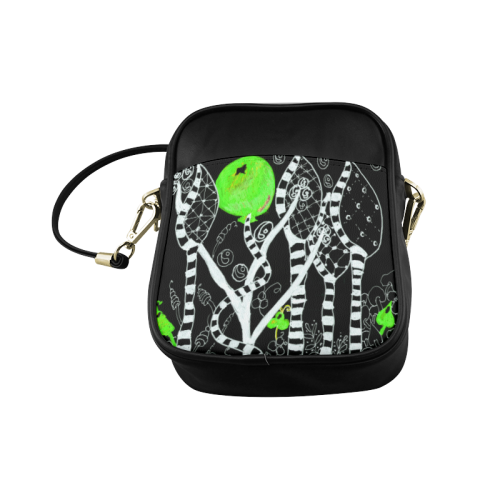 Green Balloon Zendoodle in Night Forest Garden Sling Bag (Model 1627)