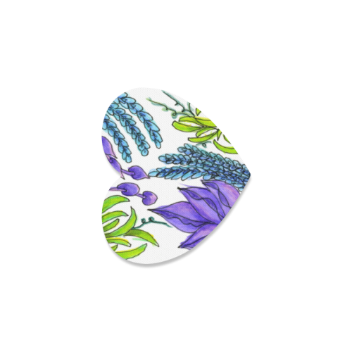Purple Green Blue Flower Garden, Dancing Zendoodle Heart Coaster
