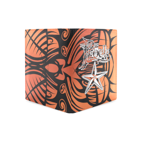 Rock Star Orange Tribal Leather Wallet Men's Leather Wallet (Model 1612)