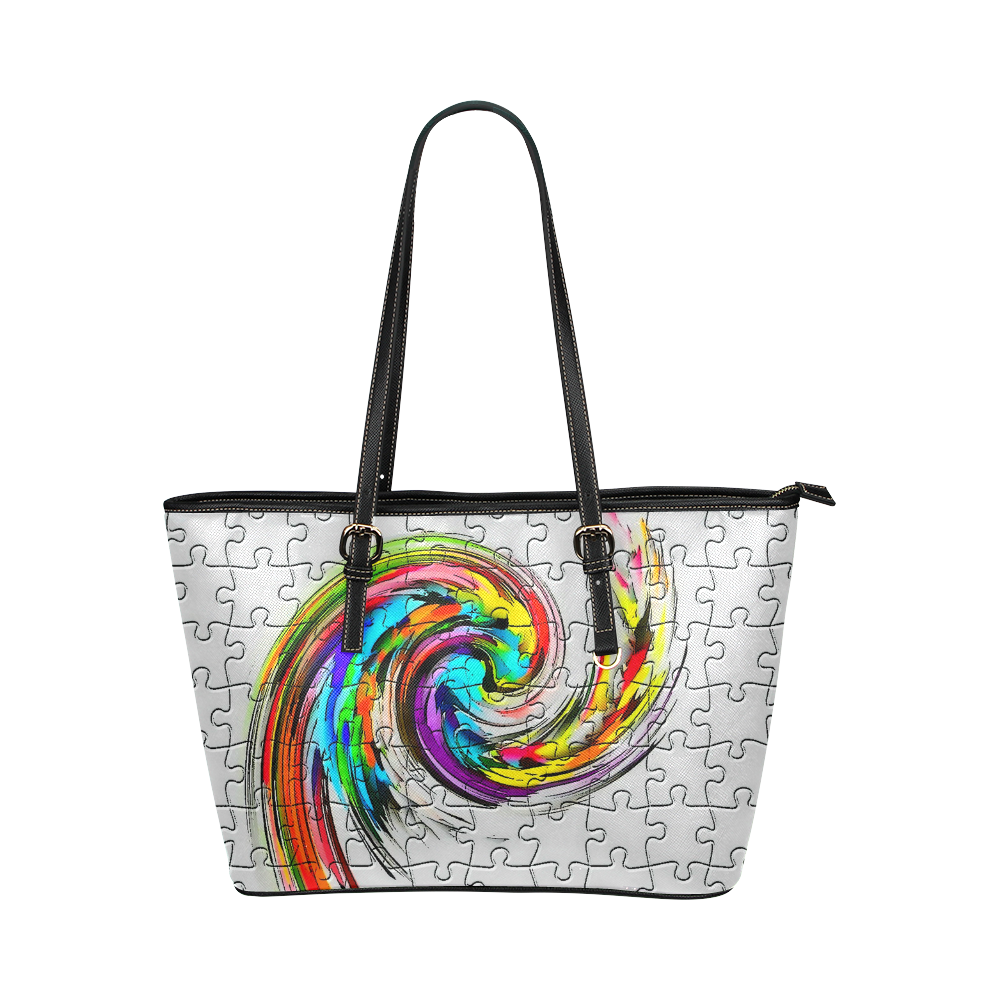 Puzzles Twister by Artdream Leather Tote Bag/Large (Model 1651)