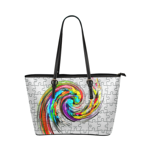 Puzzles Twister by Artdream Leather Tote Bag/Large (Model 1651)