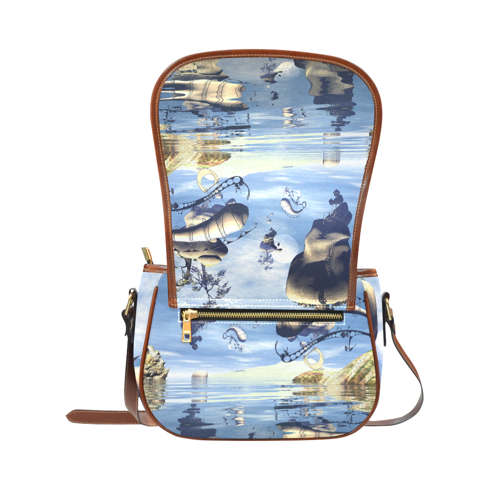 Fantasy world with flying rocks over the sea Saddle Bag/Small (Model 1649) Full Customization
