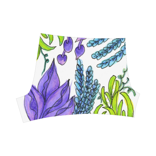 Purple Green Blue Flower Garden, Dancing Zendoodle Briseis Skinny Shorts (Model L04)
