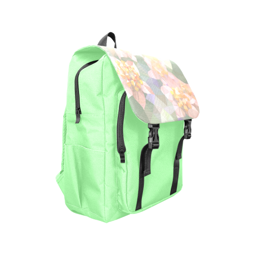 Low Poly Flowers on green Casual Shoulders Backpack (Model 1623)