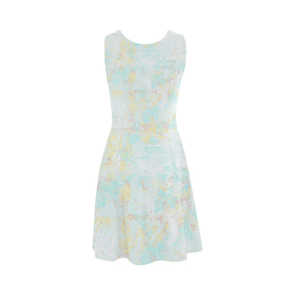 Bright Blue Yellow Grunge Design Atalanta Sundress (Model D04)