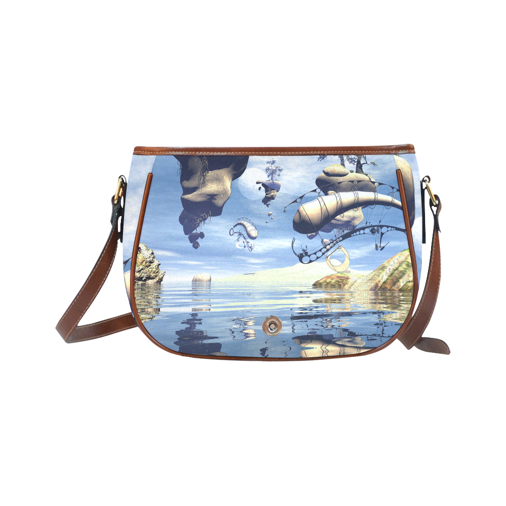 Fantasy world with flying rocks over the sea Saddle Bag/Small (Model 1649) Full Customization