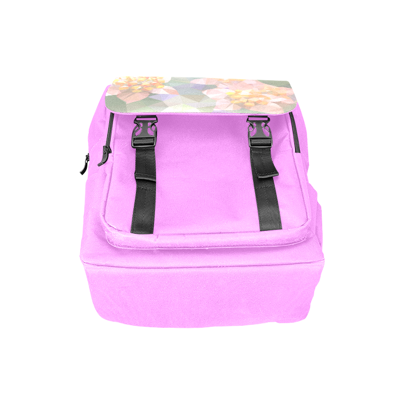 Low Poly Flowers on lilac Casual Shoulders Backpack (Model 1623)