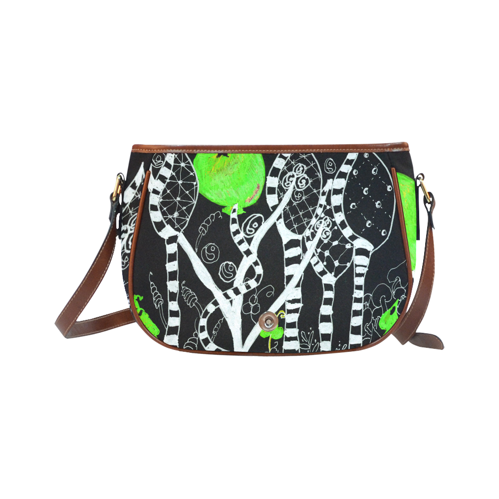Green Balloon Zendoodle in Night Forest Garden Saddle Bag/Small (Model 1649) Full Customization