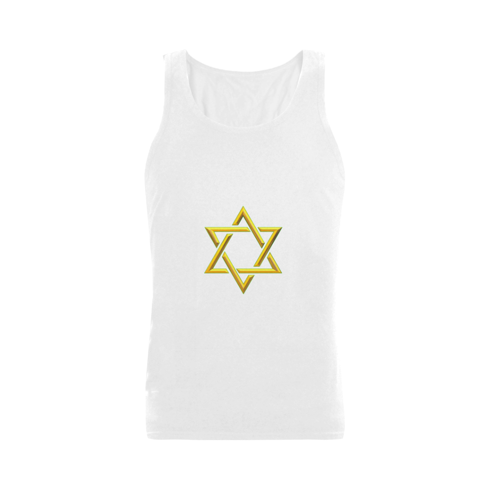 Judaism Symbols Golden Jewish Star of David Men's Shoulder-Free Tank Top (Model T33)