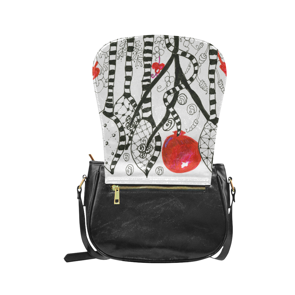 Red Balloon Zendoodle in Fanciful Forest Garden Classic Saddle Bag/Large (Model 1648)