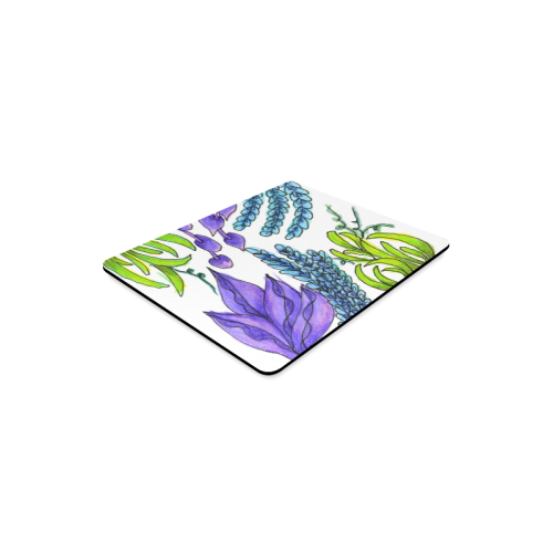 Purple Green Blue Flower Garden, Dancing Zendoodle Rectangle Mousepad