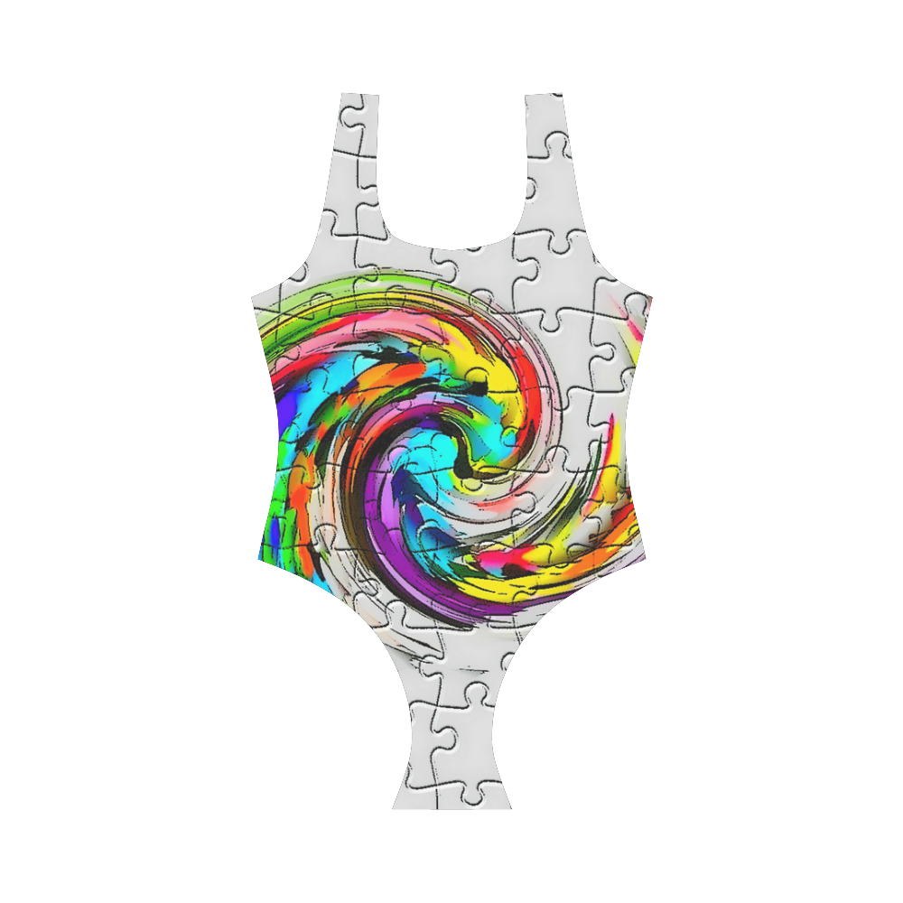 Puzzles Twister by Artdream Vest One Piece Swimsuit (Model S04)