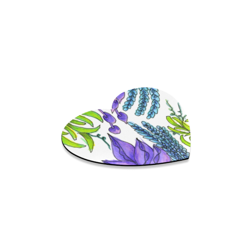 Purple Green Blue Flower Garden, Dancing Zendoodle Heart Coaster