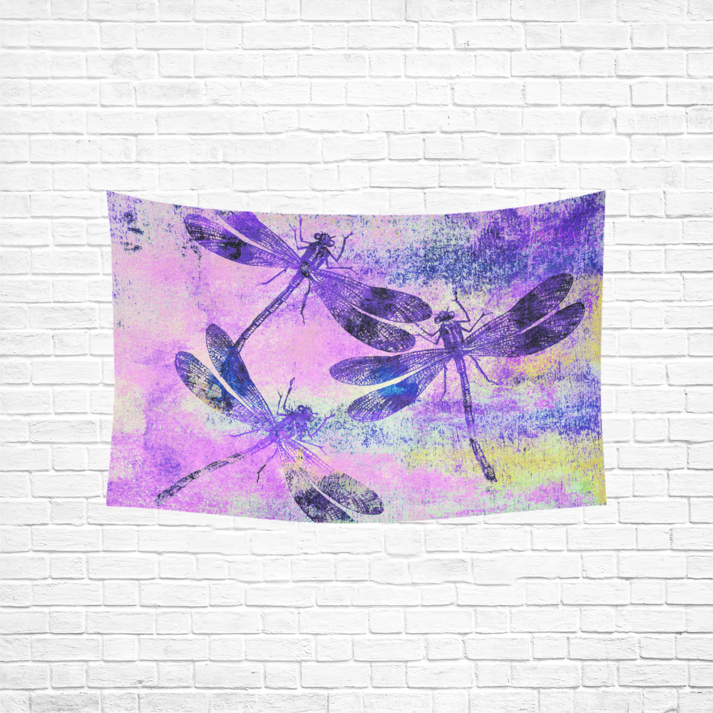 Mauritius Vintage Dragonflies Colours R Cotton Linen Wall Tapestry 60"x 40"