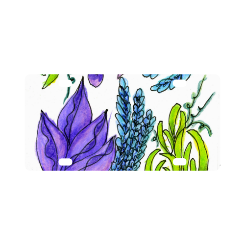 Purple Green Blue Flower Garden, Dancing Zendoodle Classic License Plate