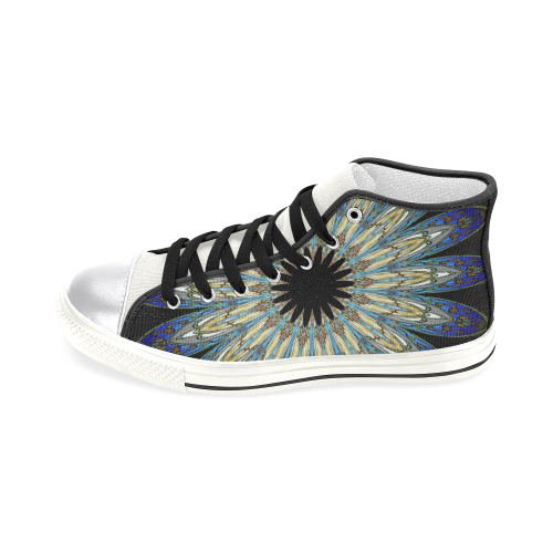 Stained Glass Kaleidoscope Mandala Abstract 8 Women's Classic High Top Canvas Shoes (Model 017)
