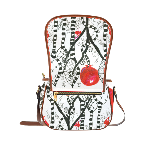 Red Balloon Zendoodle in Fanciful Forest Garden Saddle Bag/Small (Model 1649) Full Customization