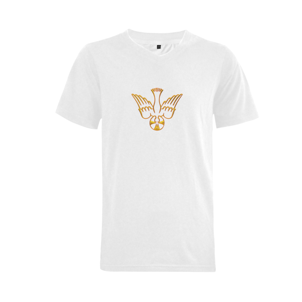 Christian Symbols Golden Holy Spirit Men's V-Neck T-shirt (USA Size) (Model T10)