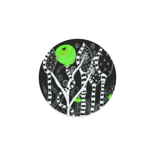 Green Balloon Zendoodle in Night Forest Garden Round Coaster