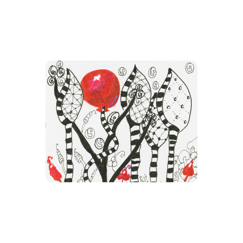 Red Balloon Zendoodle in Fanciful Forest Garden Rectangle Mousepad