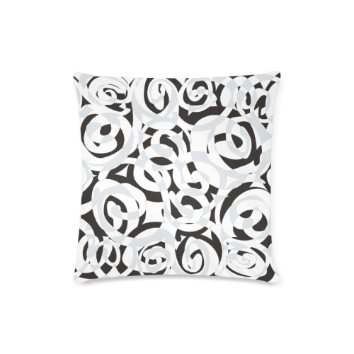Black White Grey SPIRALS pattern ART Custom Zippered Pillow Case 16"x16" (one side)