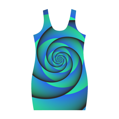 POWER SPIRAL - WAVES blue green Medea Vest Dress (Model D06)
