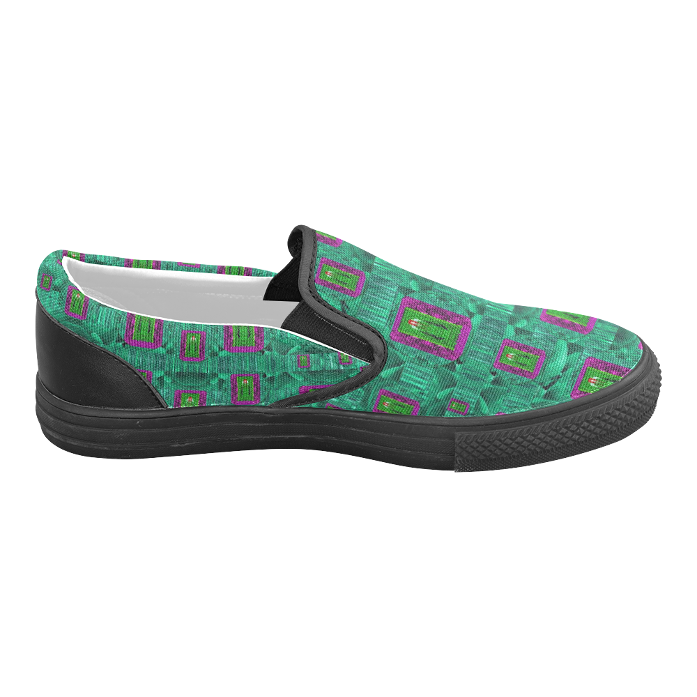 Peace Mermaid In The Green Sea Men's Slip-on Canvas Shoes (Model 019)