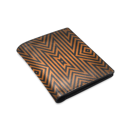 Aztec Pattern (Orange/Black) Men's Leather Wallet (Model 1612)