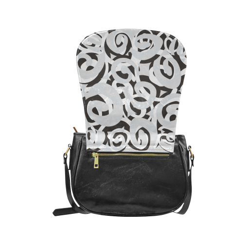Black White Grey SPIRALS pattern ART Classic Saddle Bag/Large (Model 1648)