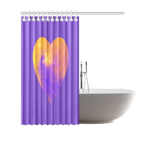 Colorful Universe Heart Purple Lilac Shower Curtain 69"x70"