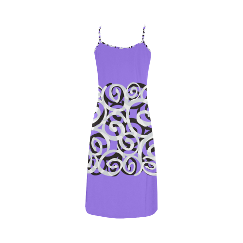 Black White Grey SPIRALS pattern ART Alcestis Slip Dress (Model D05)