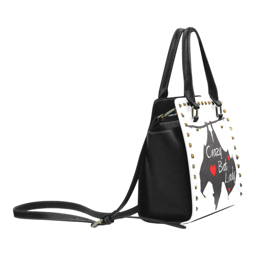 Crazy Bat Lady Handbag Rivet Shoulder Handbag (Model 1645)