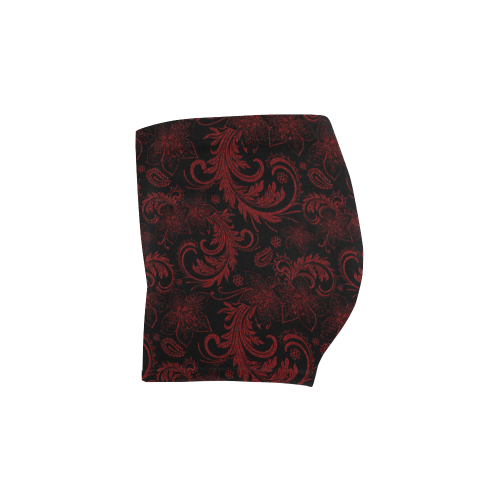Elegant vintage flourish damasks in  black and red Briseis Skinny Shorts (Model L04)