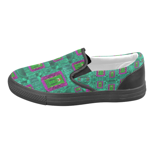 Peace Mermaid In The Green Sea Women's Unusual Slip-on Canvas Shoes (Model 019)