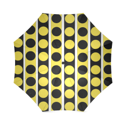 Black, White, Yellow Stripes and Circles Foldable Umbrella (Model U01)