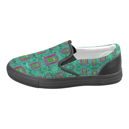 Peace Mermaid In The Green Sea Men's Slip-on Canvas Shoes (Model 019)