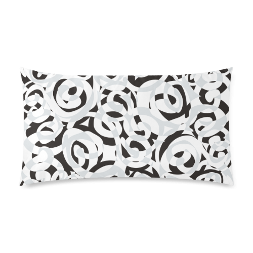 Black White Grey SPIRALS pattern ART Custom Rectangle Pillow Case 20"x36" (one side)