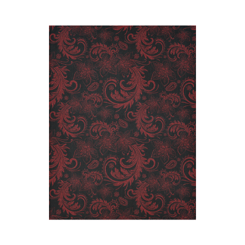 Elegant vintage flourish damasks in  black and red Cotton Linen Wall Tapestry 60"x 80"