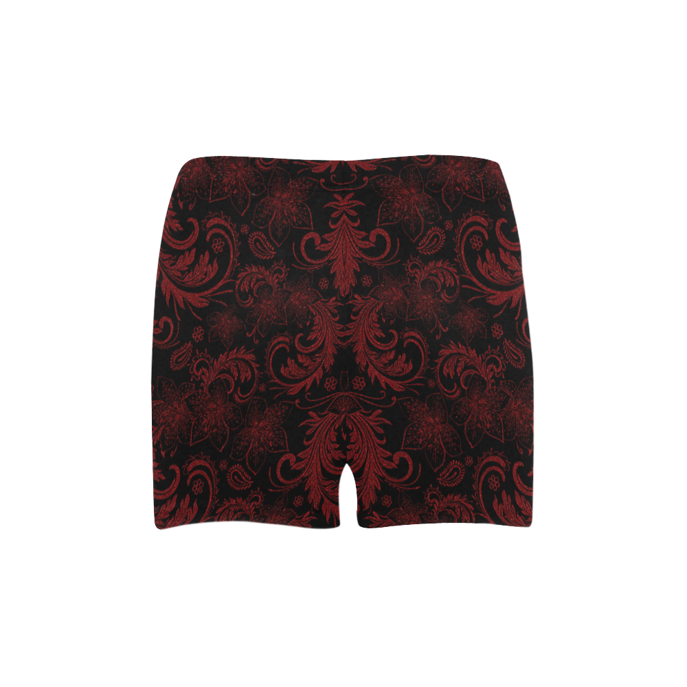 Elegant vintage flourish damasks in  black and red Briseis Skinny Shorts (Model L04)