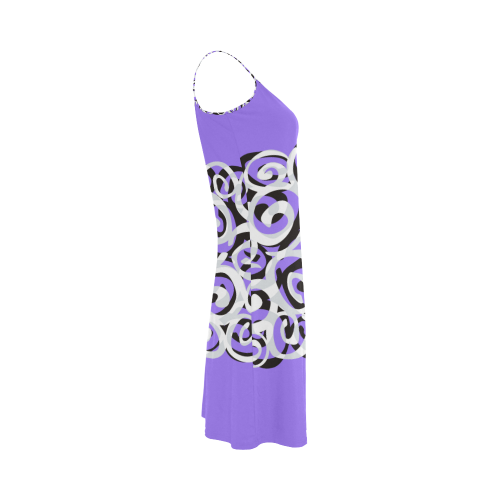 Black White Grey SPIRALS pattern ART Alcestis Slip Dress (Model D05)