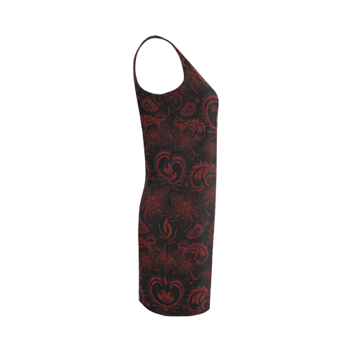 Elegant vintage flourish damasks in  black and red Medea Vest Dress (Model D06)